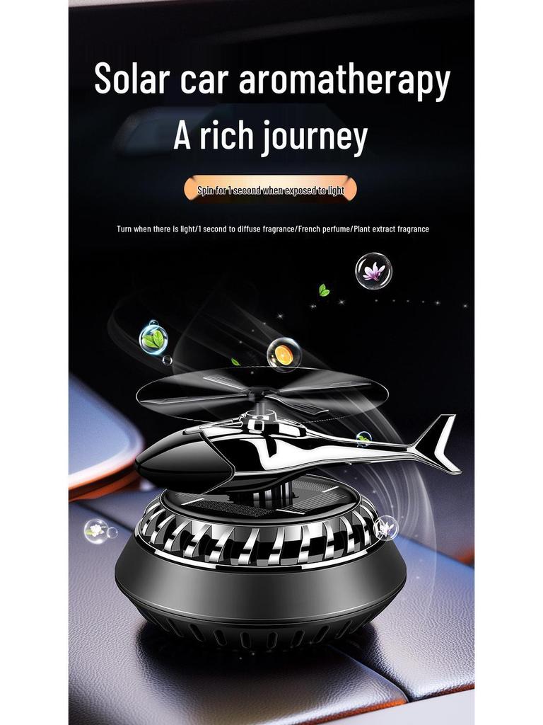 Solar-Powered Rotating Car Air Freshener - Helicopter & Airplane Aromatic Ornament for Car Interior Decoration