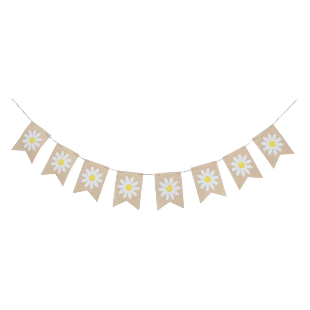 1Set Hello Spring Burlap Banner Spring Party Decoration Flower Pattern Garland for Classroom Mantle Outdoor Hanging Garden