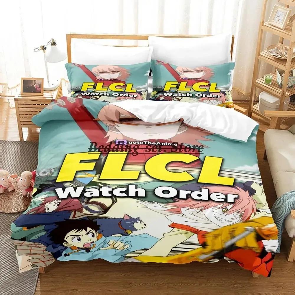 FLCL Alternative Sängkläder Set Enkel Twin Full Queen King Size Sängset Vuxen Barn Sovrum Påslakanset 3D Anime Lakan Set