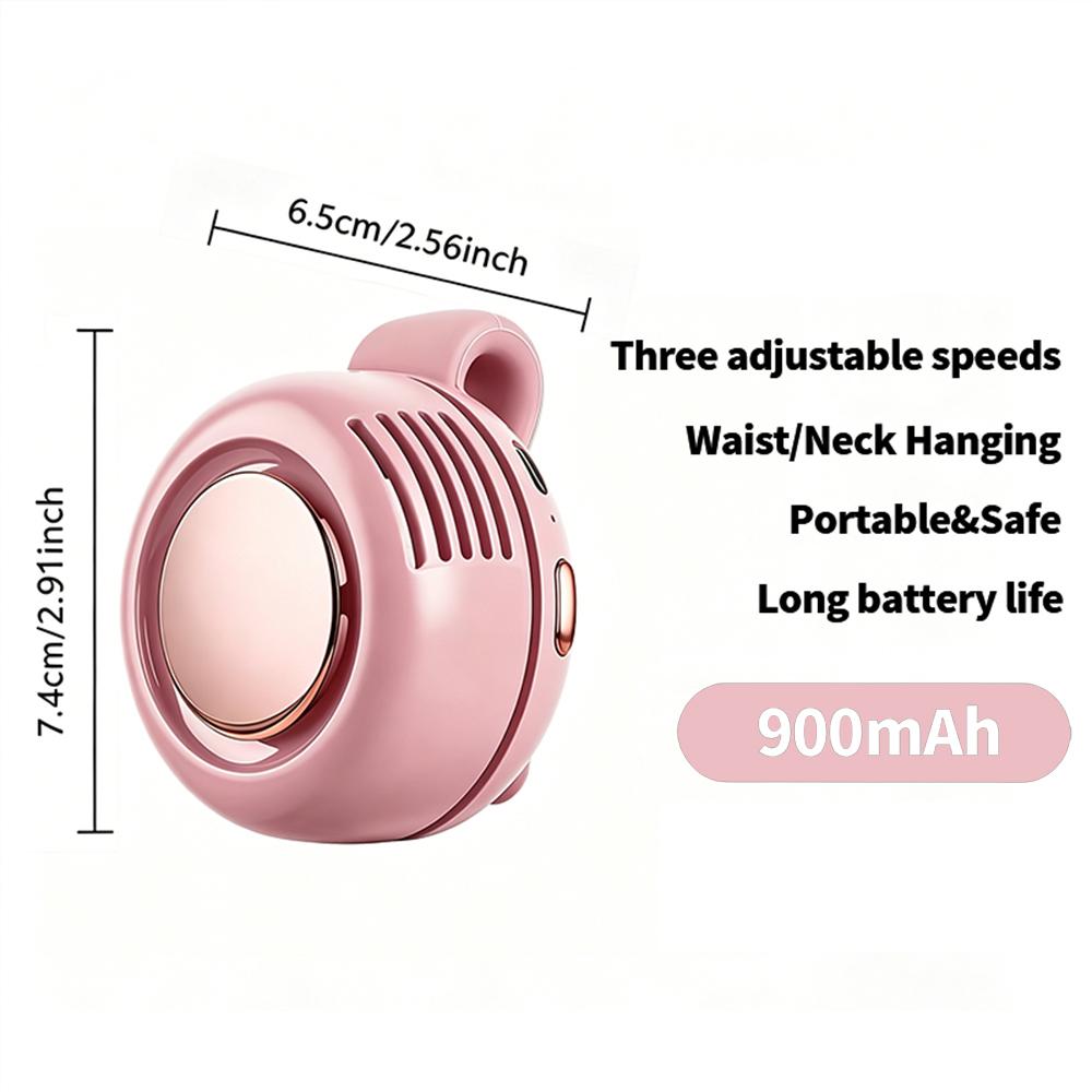 Mini Whirlwind Leafless Fan 3-Speed Silent Strong Wind USB Rechargeable Handsfree Waist Clip Handheld for Outdoor Travel Hiking