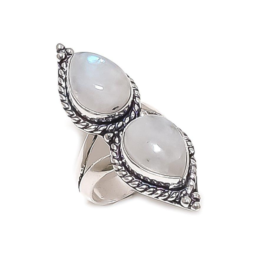 

Natural Moonstone Gemstone Handmade 925 Sterling Silver Jewelry Ring Size 8 AR-16809