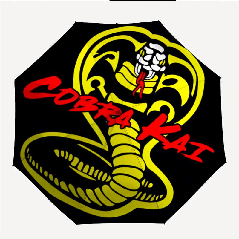Cobra Kai Fashionable Automatic Opening/Closing Folding Umbrella. Portable and Foldable, Ideal for Gift, Travel, and Daily Use.
