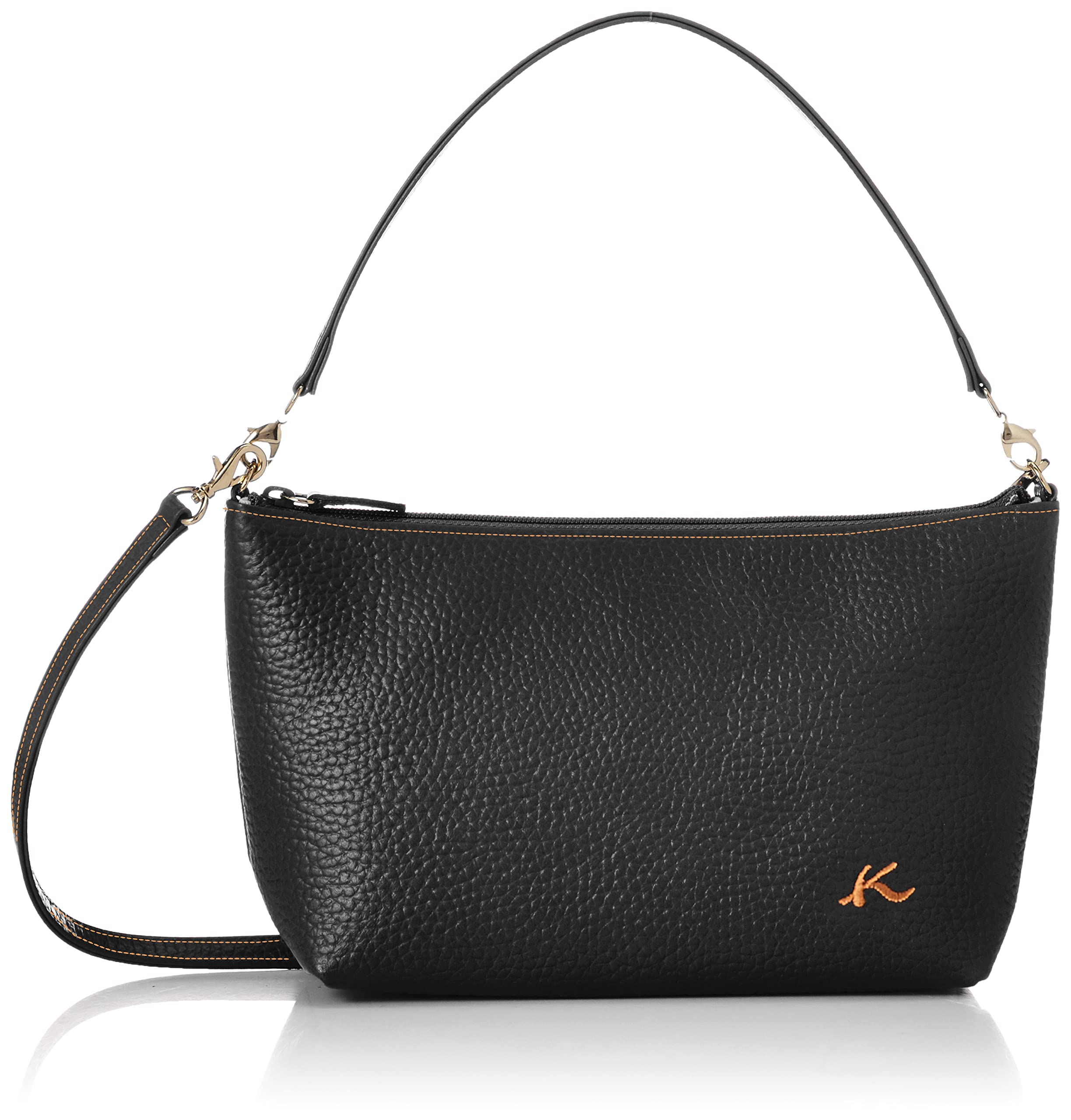 

Shrink Leather 2way Pouch RH0565 Stitch 15611 [Kitamura] Women s Black/Camel [Black]