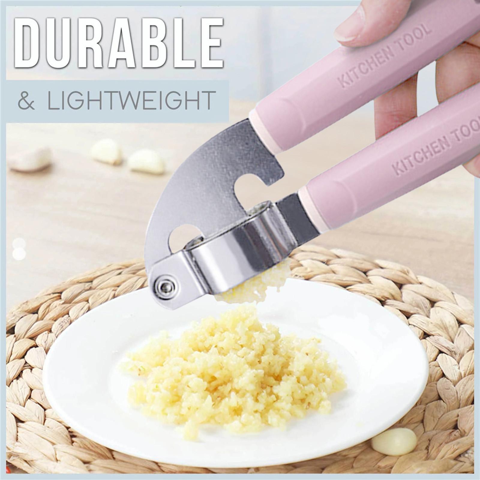 Нержавеющая сталь Домашняя кухня Мясорубка Инструмент Чесночный пресс Дробилка Соковыжималка Машер розовый