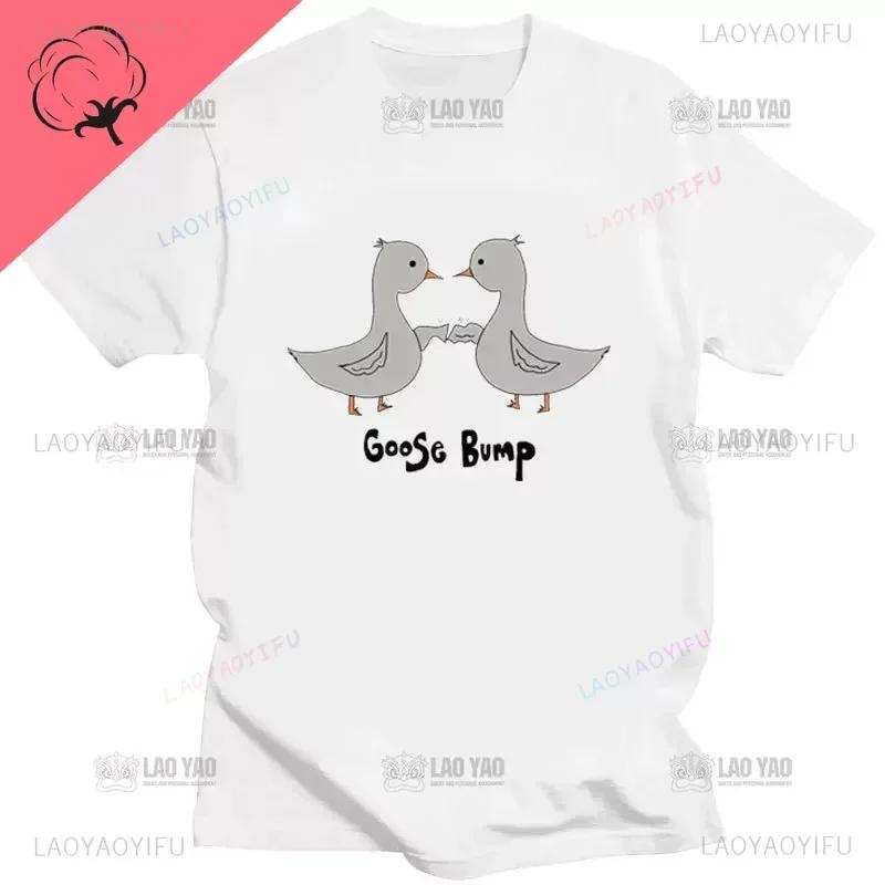 Kawaii Koszulka z Gęsią Zabawna Koszulka Gęsia Skórka Głupia Gęś Kobiety Mężczyźni Casualowe Topy do Dojazdów Oversizowa Koszulka Camisetas Koszulki na Zamówienie