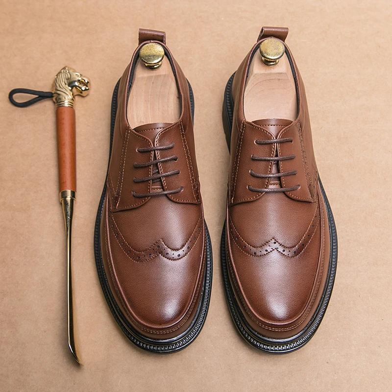 High Quality Brand Lightweight Oxford Shoes Men's Office Business Shoes Trendy Men's Elegant Genuine Leather Shoes Free Delivery