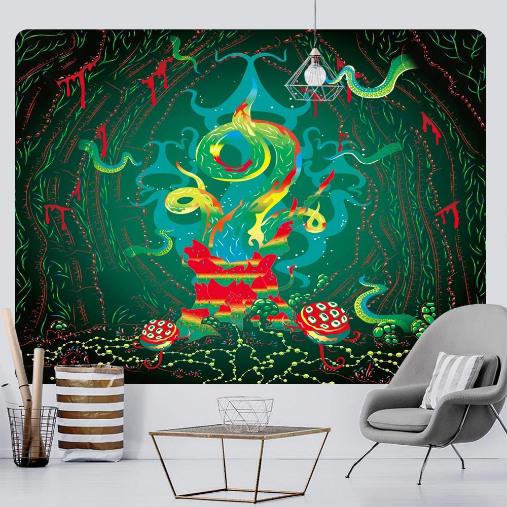Mushroom Psychedelic Scene Home Decoration Art Tapestry Bohemia Room Yoga Mat Background Cloth