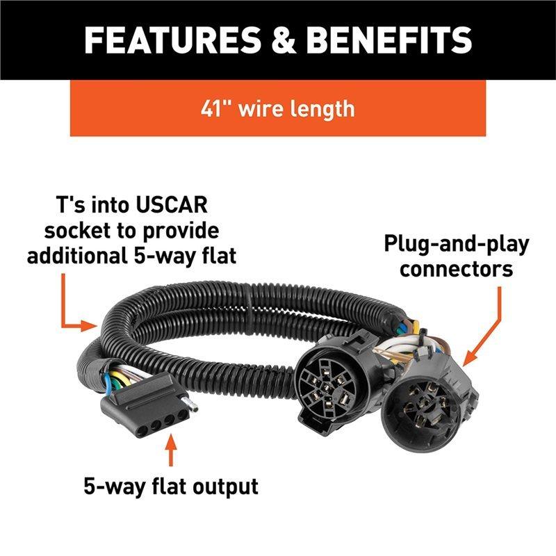 For USCAR Vehicle-Side  Trailer Connector 56584 5-Pin To 7-Pin Wiring Harness(Long 41 Inches)