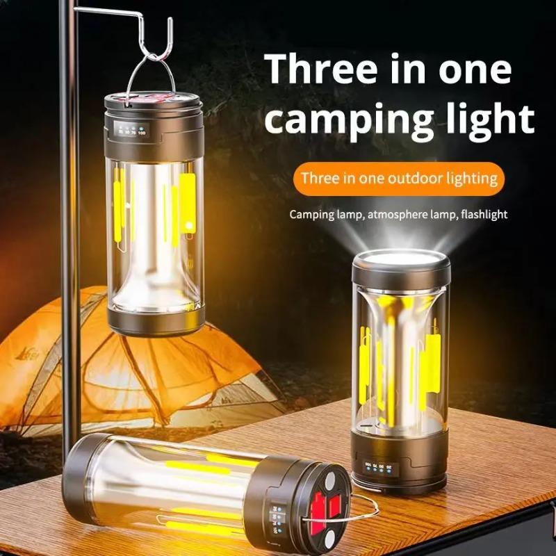 Luci da campeggio ricaricabili a LED da 2000 mAh, lampadine di emergenza portatili, batteria USB, torcia elettrica luminosa, lanterna da esterno con gancio