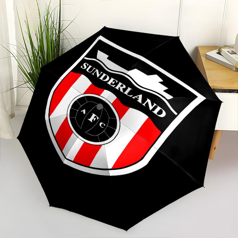 1 PC Automatic Folding Umbrella - Sunderland Afc Pattern Portable Foldable Design With 8 Ribs Christmas Birthday Gifts