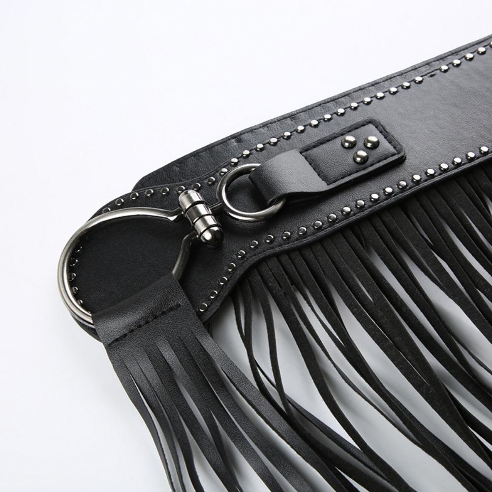 Vintage Rivets Belt Zinc Zinc Alloy Punk Belt Exaggerated Tassels Waistband  Jazz Dance Accessory