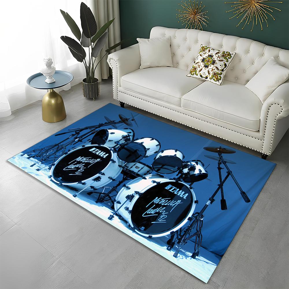 Music Instruments Drum Kit  Drum Set Carpet Rug for Home Living Room Bedroom Sofa Doormat Decor,kids Area Rug Non-slip Floor Mat