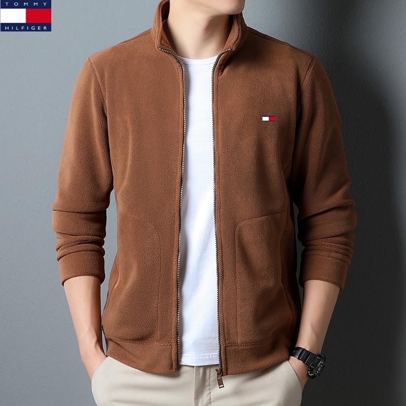 

Мужская теплая повседневная куртка Tommy из двустороннего поларфлиса и велюра L