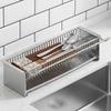 Automatic Draining Chopsticks Storage Rack Stainless Steel Sink Draining Rack  Bathroom