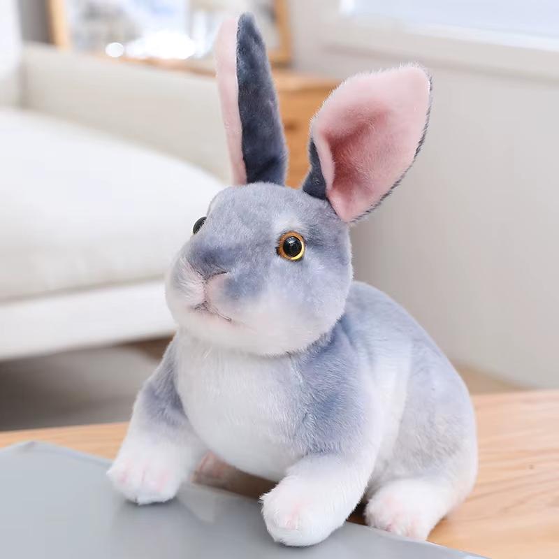 Simulation Long Ears Realistic Rabbit Plush Toy Lifelike Animal Stuffed Doll Toys for Boys Girls Birthday Gift Room Decor