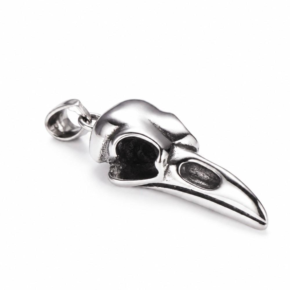 304 Stainless Steel Bird Skull Necklace Vintage Viking Crow Necklace for Men and Women