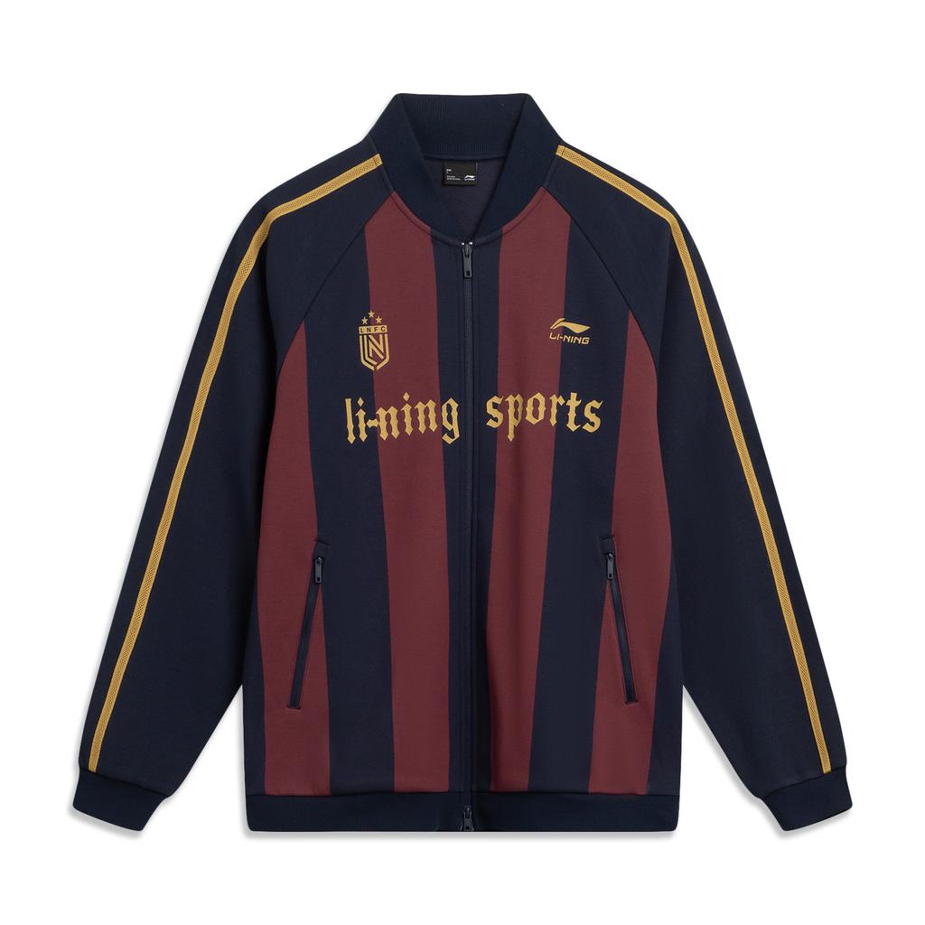 Li Ning Sports Fashion Series Fan Style American Retro Casual Versatile Letter Stripe Zipper Fleece Warm Sports Jacket Unisex Jacket AWDVC91-6