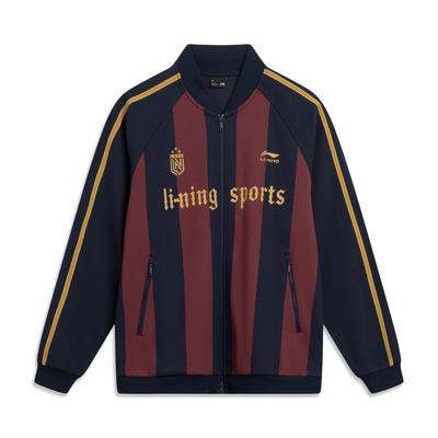 Li Ning Sports Fashion Series Fan Style American Retro Casual Versatile Letter Stripe Zipper Fleece Warm Sports Jacket Unisex Jacket AWDVC91-6