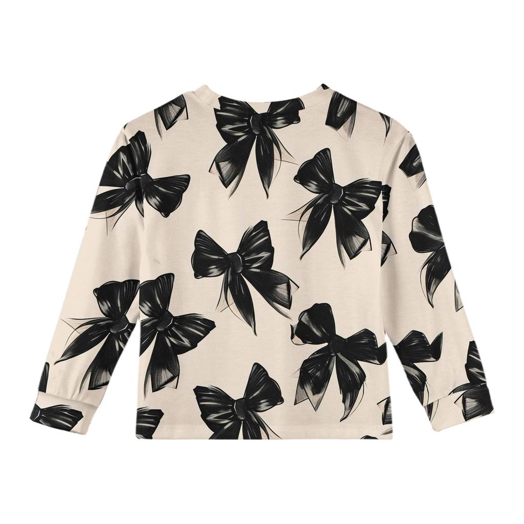 Girls' Long Sleeve Blouse - Round Neck Soft Waist Tunic