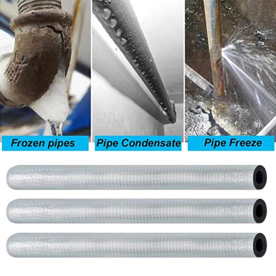 10Pcs Pipe Insulation Foam Tubes Self Adhesive Insulation Foam Wrap Aluminum Foil Pipe Covers for Spigot Winter Outside Pipes Sprinkler Heater