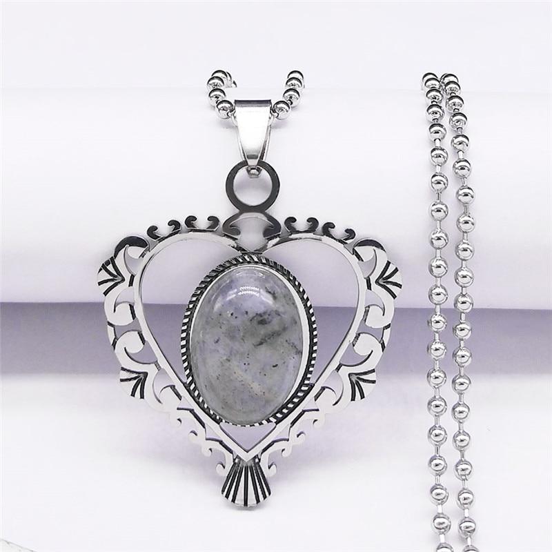 Stainless Steel Flash Stone Boho Love Heart Flower Charm Necklaces /Men r Tone Color Jewelry For Women Bijoux Homme N3604S04Flower Charm