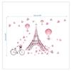 Fiore rosa Bicicletta Torre di Parigi Adesivi murali Decalcomania in vinile Murale Arte Farfalle Romantica Torre Eiffel Decorazione della camera da letto di nozze fai da te