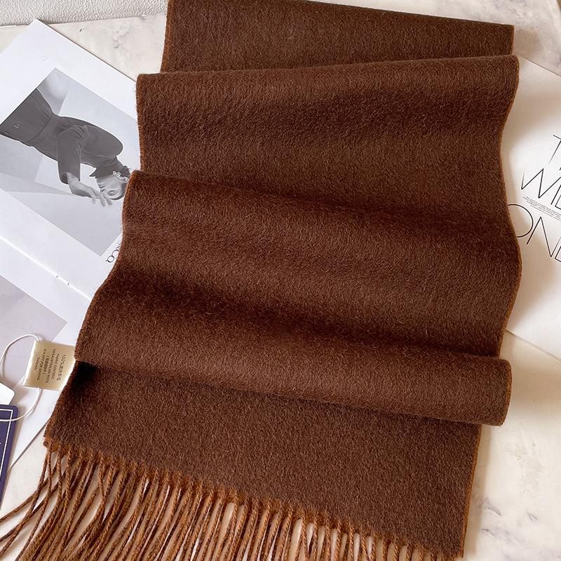 100 pure wool scarves for men's autumn and winter gray double-sided high-end gift boyfriend men's cashmere shawl