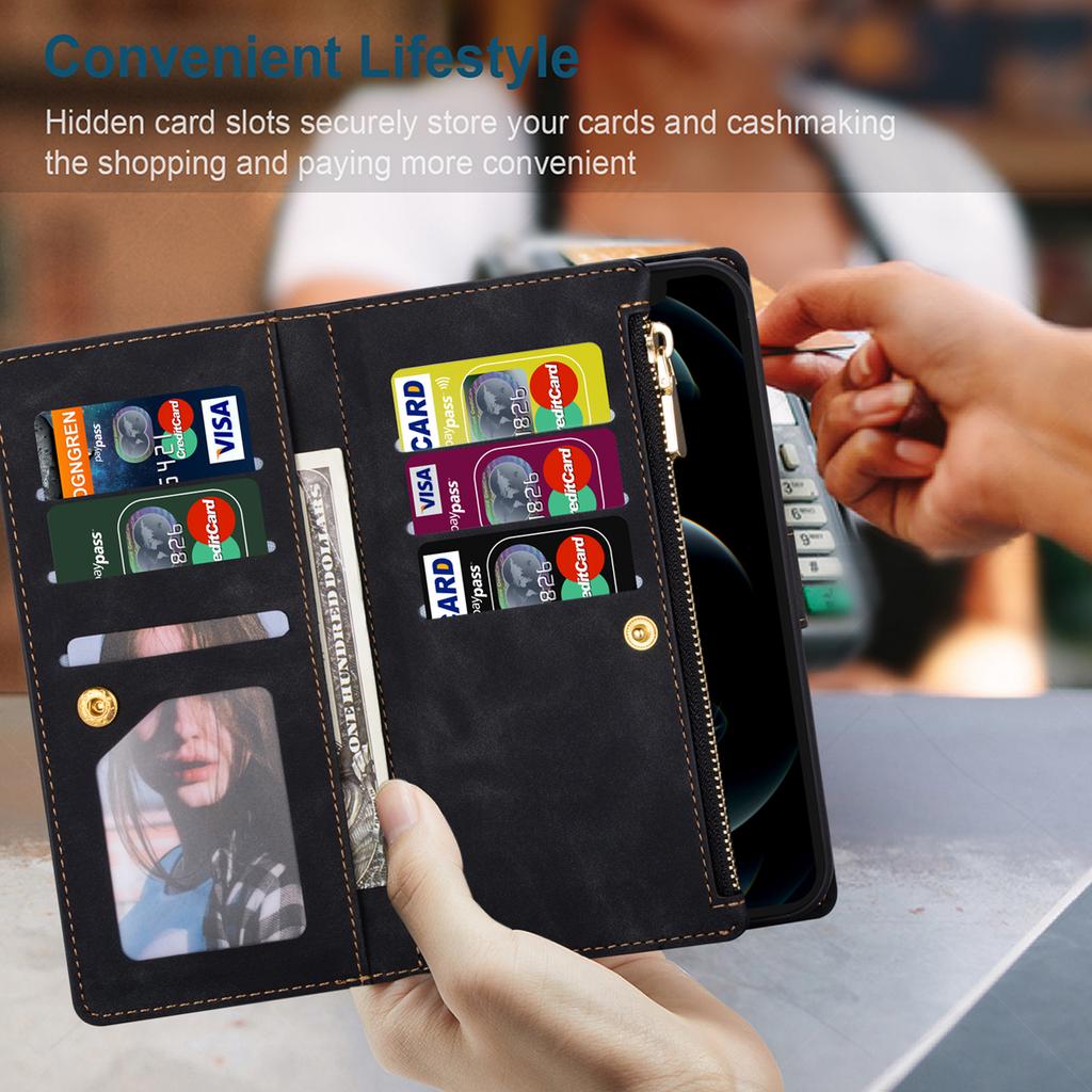 Color Splicing Case for Xiaomi Redmi Note 13 5G Phone Cover Zipper Pocket Wallet Shell