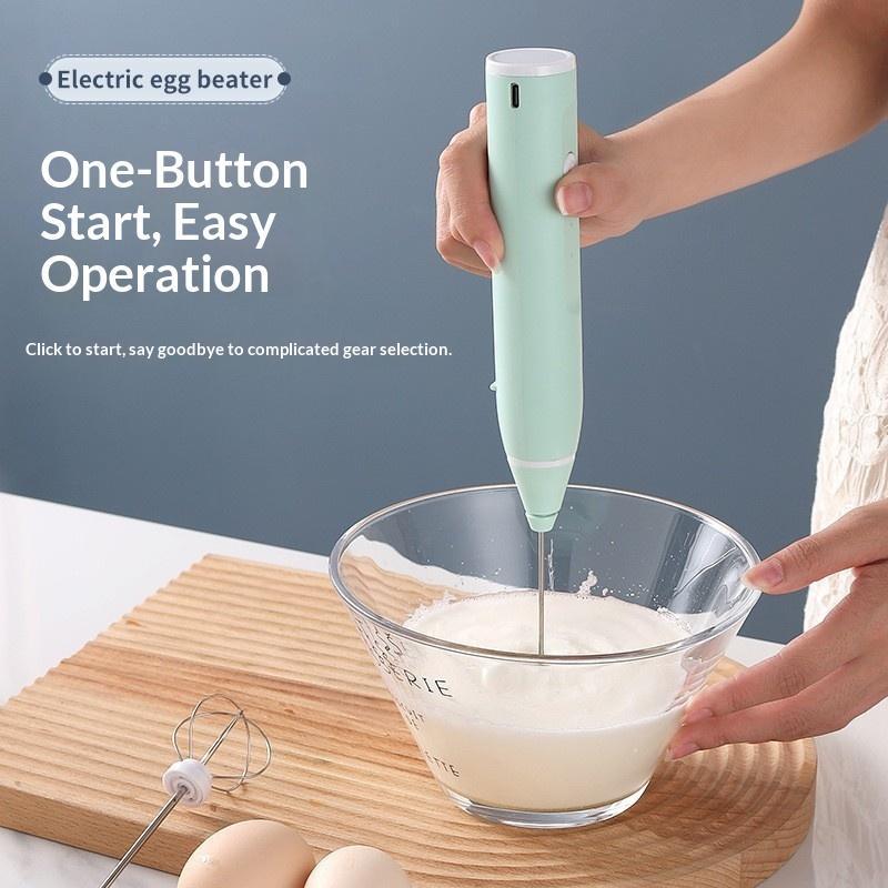 Batidora de Huevos Eléctrica de Mano Recargable 3 Velocidades Varillas de Acero Inoxidable Para Horneado Casero Espuma de Café Crema Postres
