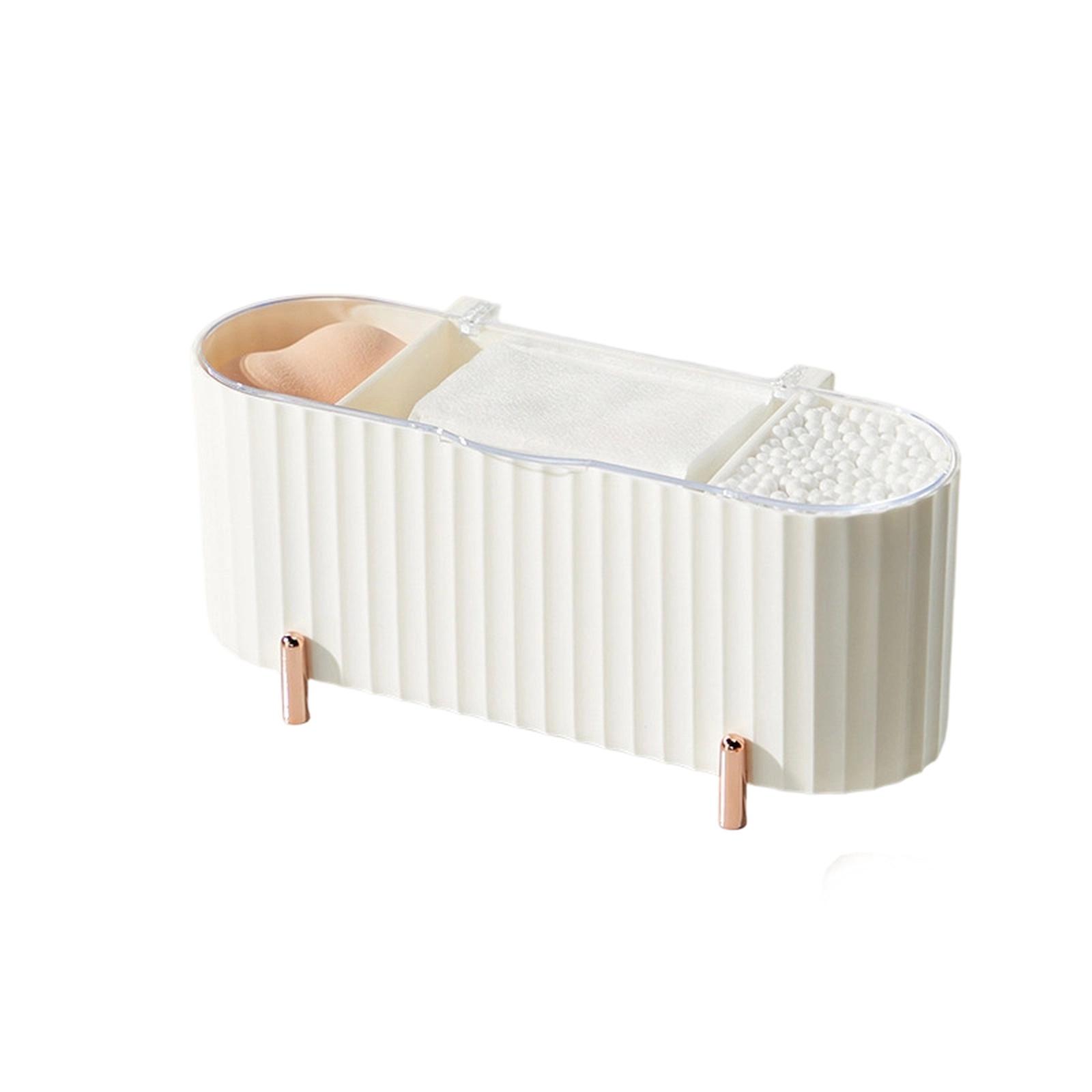 

Transparent Covered Storage Box, Makeup Cotton Organizer for Bathroom one size білий