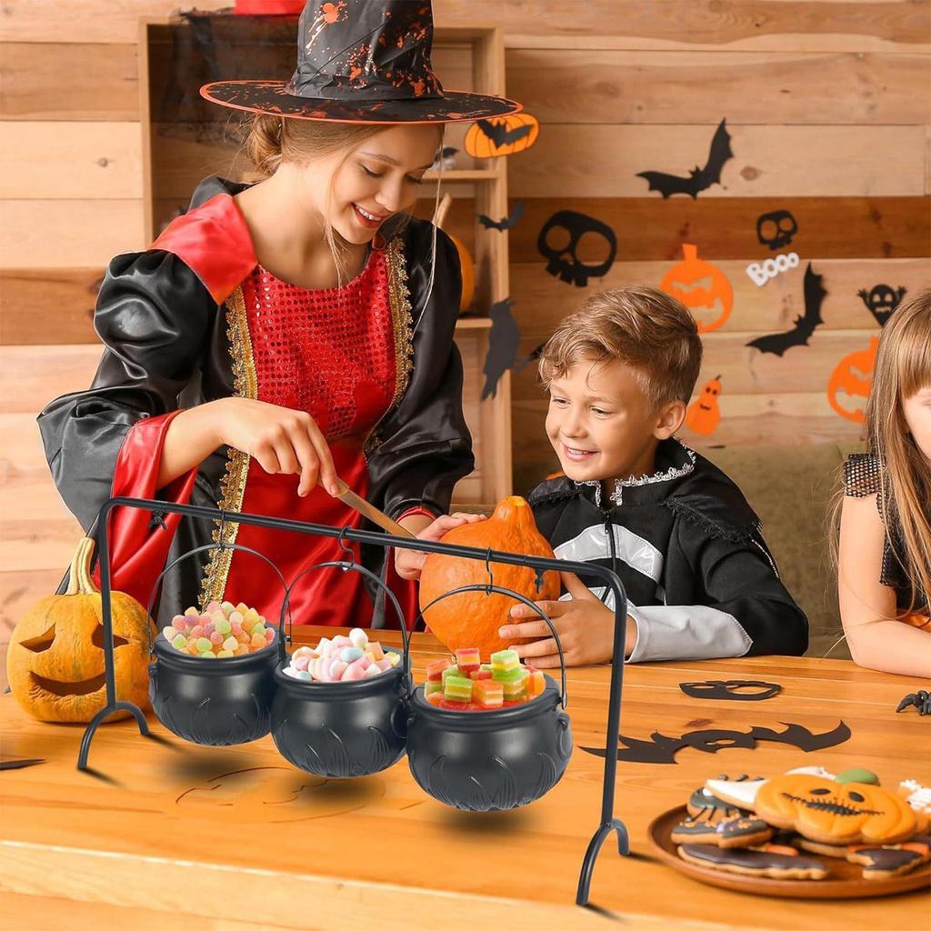 Candy Buckets Halloween Witches Cauldron Candy Serving Bowls Cauldron Candy Bowl for Treat Kitchen Dining Home Decoration