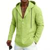 New Men’s Linen Plus-size Hooded Long-sleeved Top – Casual Plain-colour Hoodie