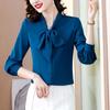 Women's Fashion Silk Long-Sleeve Bow Shirt, 2025 New Collection