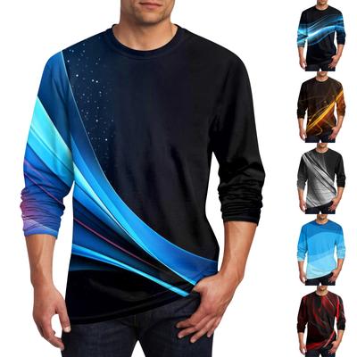 Herren T-Shirt O-Ausschnitt Kleidung Bekleidung Outdoor Langarm Print Mode Designer Vintage