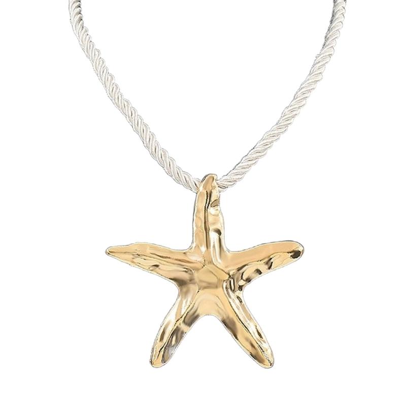 Handgjord sjöstjärna halsband för flickor Justerbar repkedja Ocean-tema Smycken Strandmode Smycken