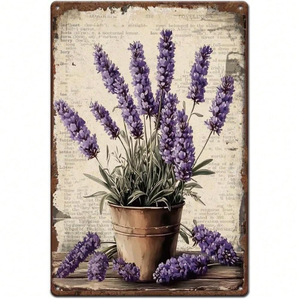 Provence Lavender Tin Sign Farmhouse Wall Decor Kitchen Garden Vintage Metal Plaque