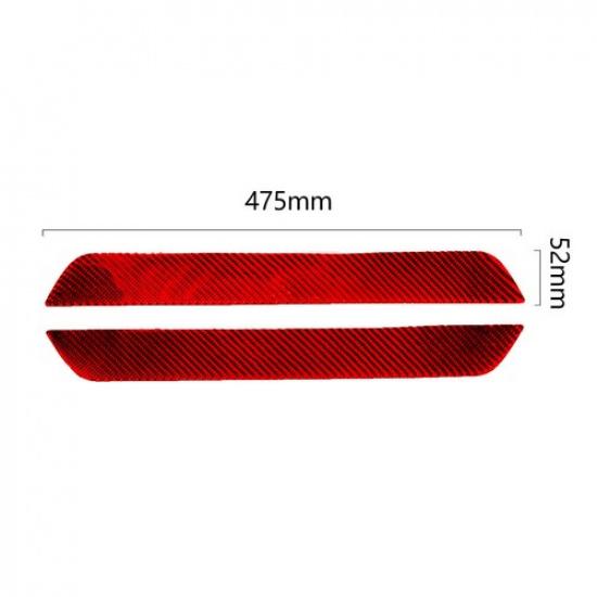 Red Carbon Fiber Interior Front Door Sill Accent Cover Trim For Tesla Model Y/3