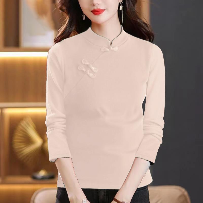 

Зимняя одежда для мамы Двусторонний флисовый топ для женщин Футболка Базовая рубашка Новый стиль Приталенный Универсальный Большого размера Женская одежда 5XL