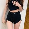 Denim shorts women's high waist and thin hot pants thin wide leg shorts spring new Spice Girls straight pants