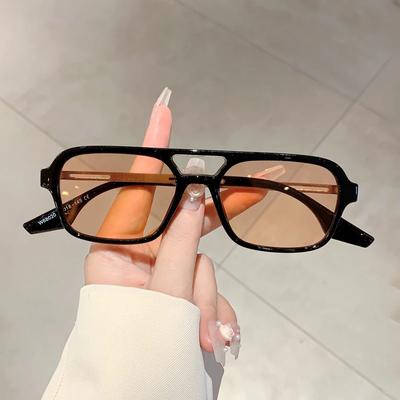 Fashion Fashion Rectangular Double Bridge Sunglasses for Women Men UV400 Outdoor Sports Sun Glasses Unisex Stylish Travel Riding Shades