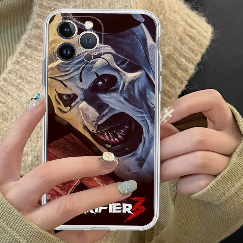 

Popular Horror Movie T-Terrifier For IPhone 11 12 13 14 15 16 17 Pro Max Plus Air Transparent Clear Shockproof Case iPhone 15 pro