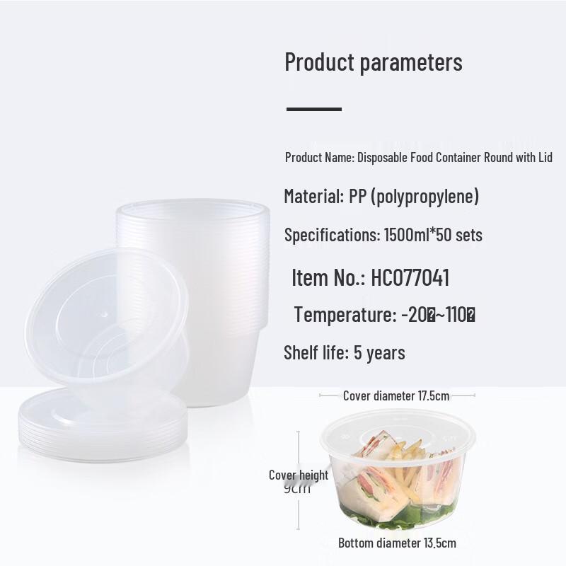 Meiliya Disposable Round Takeaway Bowls