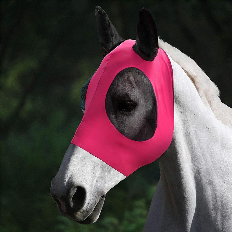 1Pc Anti-Fly Mesh Equine Mask Horse Mask Stretch Bug Eye Horse Fly Mask With Covered Ears Horse Fly Mask Long Nose With Ears