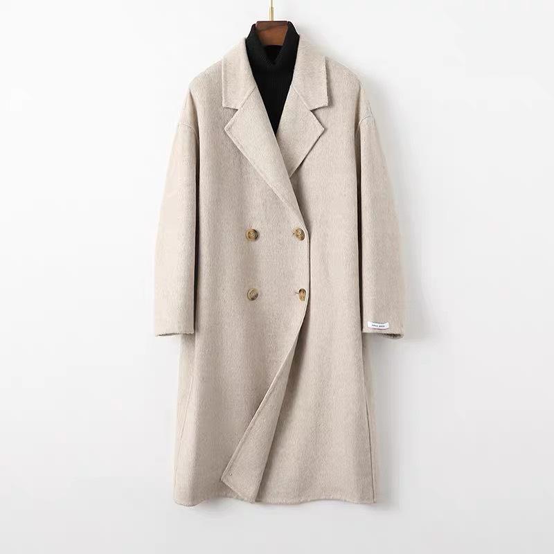 Women's Double-Faced Wool Double-Breasted Long Coat - Classic Suit