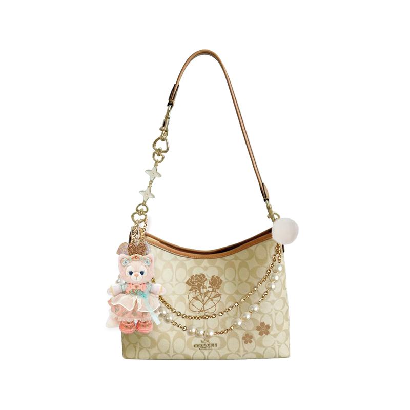 

COACH shoulder bag [Customized bag] Laurel 31 commuter large-capacity detachable strap hobo armpit printed bow extension Basic brocade and flowers коричневий