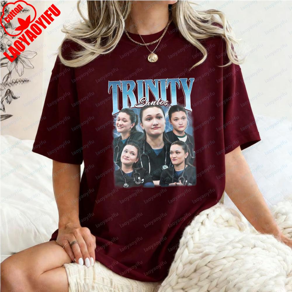 Trinity Santos TShirt for Women The Pitt Vintage Y2K Casual Cotton Tee Trend Medical Drama Fan Graphic Doctor TV Character Tops