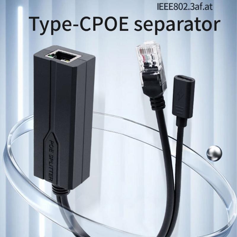 USB C POE Splitter USB C POE Separator,Efficient 48V to 5V Conversion for Low Voltages Gadgets Power Converters