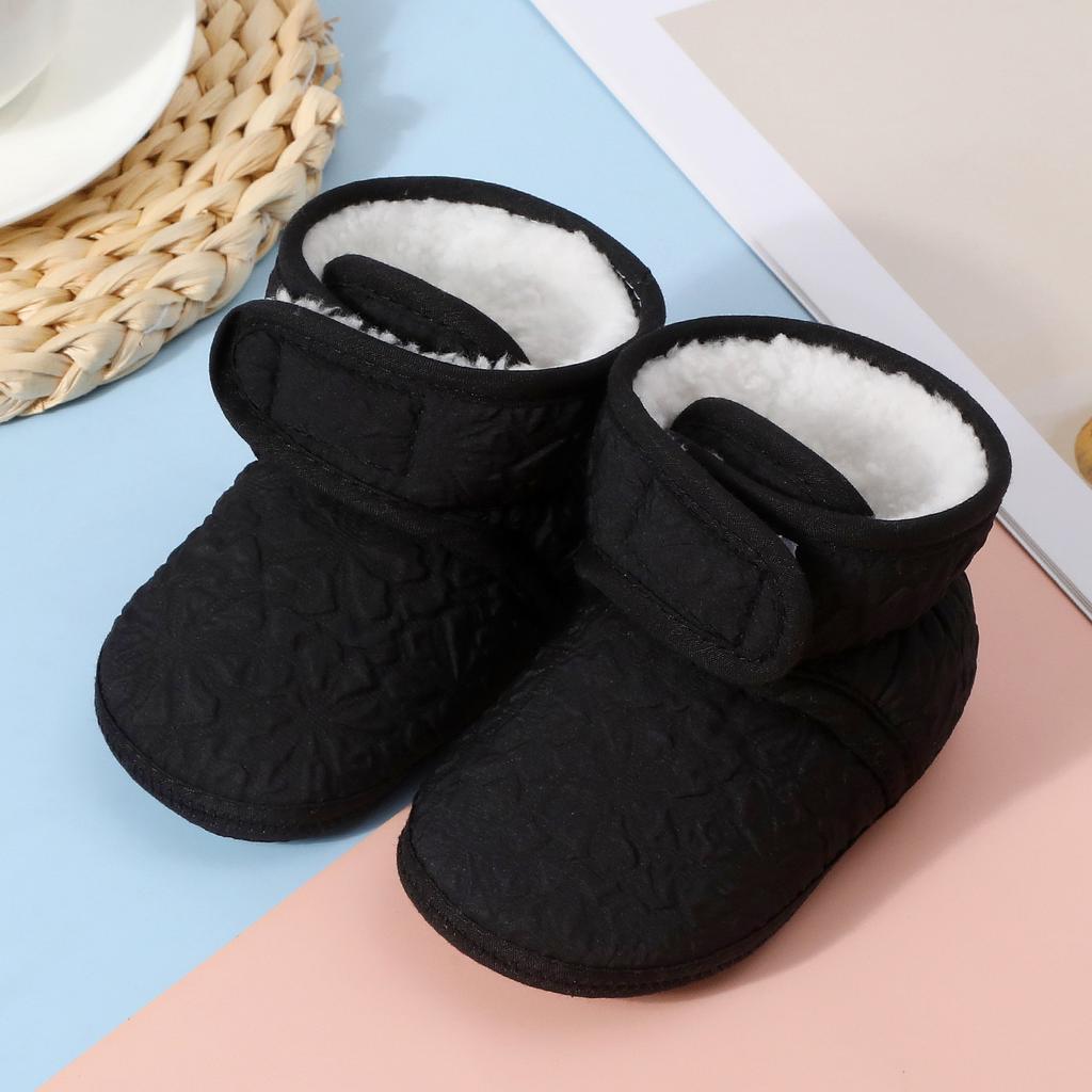 Baby Schwarze gefütterte Socken-Schuhe, Baumwoll Warme Stiefelchen für Säuglinge und Kleinkinder