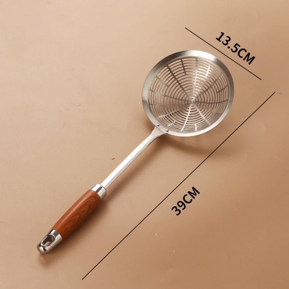 

Stainless Steel Large Colander Anti Scalding High Quality Fried Sieve Spoon Heat Resistant Wooden Handle Foods Sifter