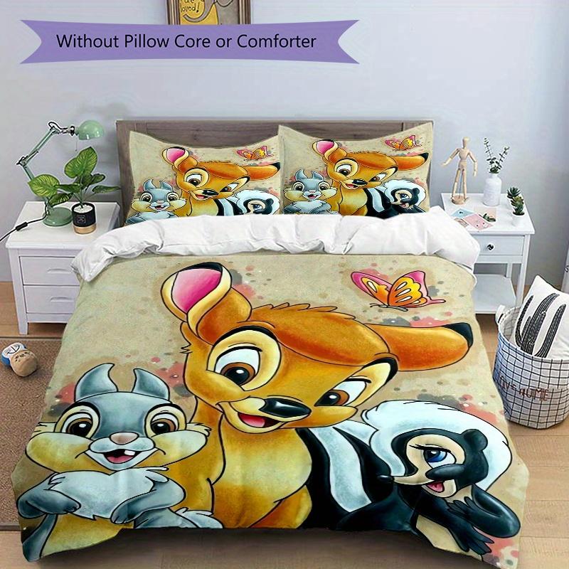 3pcs Bambi Thumper & Miss Bunny Bedding Set Includes Quilt Cover and Pillowcases, Suitable for All Seasons S006